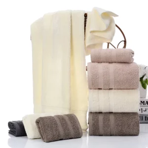 Jacquard Logo OEM Customized Adult 100% Bamboo Cotton SPA Towel Set Dobby Style Face Hand Wash