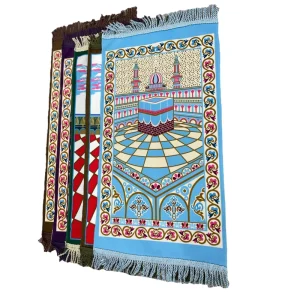 Jacquard Prayer Mat for Kids Soft Flat Weave Machine Made Plush Carpet with Tassels Bedroom Blanket Area Rugs & Sets