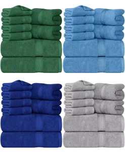 Jacquard Satin 8 Piece Bath Towel Set Strong Water Absorption 70*140cm Solid Color Cotton for Home Use Gifts