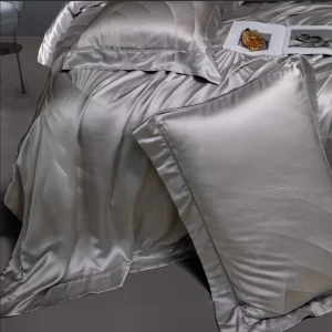 Jacquard Silk Bedding Set 4 Pcs Duvet Cover Bed Sheet 2 Pillowcases Soft Breathable Silver Blue Queen King Factory