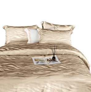 Jacquard Silk Tencel Bedding Set 4 Pcs Duvet Cover Bed Sheet 2 Pillowcases Soft Breathable Silver Blue Queen King