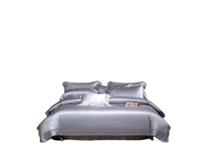 Jacquard Silk Tencel Bedding Set 4 Pcs Duvet Cover Bed Sheet 2 Pillowcases Soft Breathable Silver Blue Queen King Factory