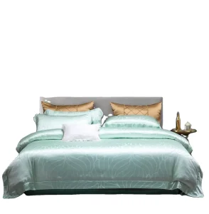 Jacquard Silk Tencel Bedding Set 4 Pcs Duvet Cover Bed Sheet 2 Pillowcases Soft Breathable Silver Blue Queen King Factory