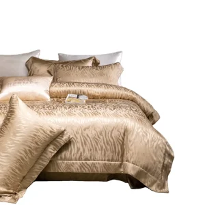 Jacquard Silk Tencel Bedding Set 4 Pcs Duvet Cover Bed Sheet 2 Pillowcases Soft Breathable Silver Blue Queen King Factory
