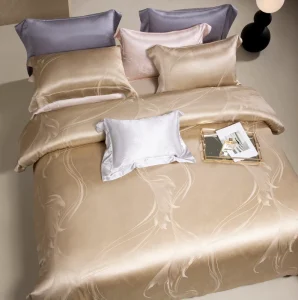 Jacquard Silk Tencel Bedding Set 4 Pcs Duvet Cover Bed Sheet 2 Pillowcases Soft Breathable Silver Blue Queen King Factory