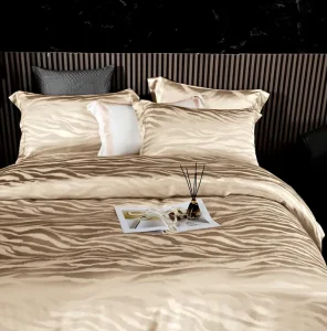 Jacquard Silk Tencel Bedding Set 4 Pcs Duvet Cover Bed Sheet 2 Pillowcases Soft Breathable Silver Blue Queen King Factory