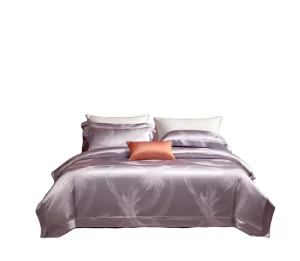 Jacquard Silk Tencel Bedding Set 4 Pcs Duvet Cover Bed Sheet 2 Pillowcases Soft Breathable Silver Blue Queen King Factory