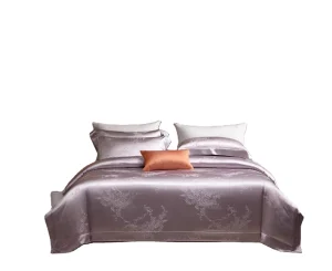 Jacquard Silk Tencel Bedding Set 4 Pcs Duvet Cover Bed Sheet 2 Pillowcases Soft Breathable Silver Blue Queen King Factory
