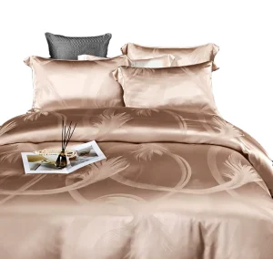 Jacquard Silk Tencel Bedding Set 4 Pcs Duvet Cover Bed Sheet 2 Pillowcases Soft Breathable Silver Blue Queen King Factory