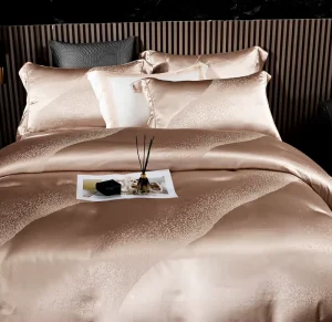 Jacquard Silk Tencel Bedding Set 4 Pcs Duvet Cover Bed Sheet 2 Pillowcases Soft Breathable Silver Blue Queen King Factory