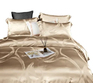 Jacquard Silk Tencel Bedding Set 4 Pcs Duvet Cover Bed Sheet 2 Pillowcases Soft Breathable Silver Blue Queen King Factory