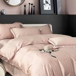 Jacquard Stripe Cotton Bed Sheet Sets Hotel Fitted Sheet Naked Sleep Simple Flat Sheet Luxury Nordic Style Pure Cotton Europe 40