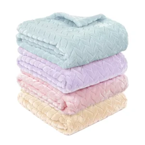 Jacquard Stripe Flannel Blanket Soft Single Layer Baby Fleece Blanket OEKO TEX Certified Throw Blanket