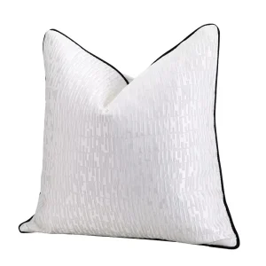 Jacquard Throw Pillow Covers Farmhouse White Cushion Covers for Couch and Bed 18 X 18 Inches