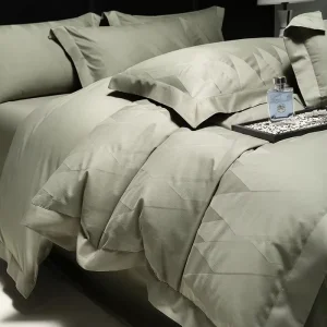 Jacquard Weave Pure Cotton Solid Colors Quality Light Luxury 300TC All Season Soft and Minimalist Bed Linen Set