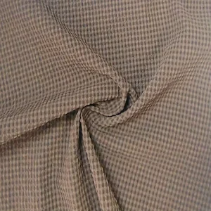 Jacquard Woven 100% Polyester Yarn Dyed Crepe Plaid Seersucker Fabric for Clothing Dress