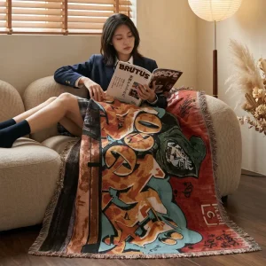 Jacquard Woven Anime Art Blanket Custom 130x160cm Sofa Cover Tapestry Bed Throw Picnic Rug Factory Direct 1pc MOQ Bulk