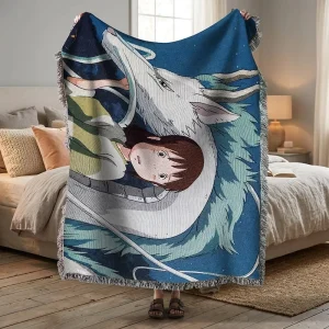 Jacquard Woven Eco Friendly Folded Anime Style Blanket Throw Custom Tapestry