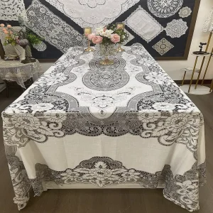 Jacquard Woven Floral Embroidered Washable Customizable Polyester Cotton Rectangle Table Runner for Home Hotel Wedding Parties