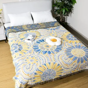 Jacquard Woven Flower Design Custom Tapestry Decorative Sofa Blanket
