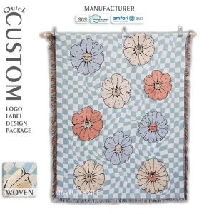Jacquard Woven Tapestry Throw Blanket with Floral & Plant Festival Patterns Customizable Four Seasons Decor Home Beach Picnic