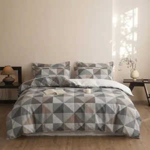 Jacquard Wrinkled Digital Print Duvet Cover Three Piece Set with Pillowcases