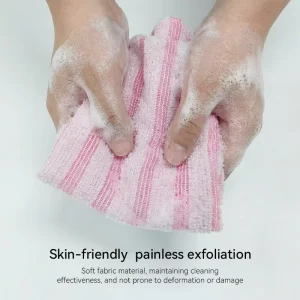 Japanese Exfoliating Washcloth Two Sided Bath Scrubber Stripe Exfoliate Body Wash Cloth Back Cleaning Shower Towel