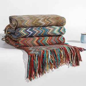 Japanese Korean Ancient Breeze Summer Thin Acrylic Sofa Air Conditioning Throw Blanket