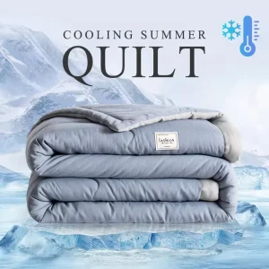 Japanese Polyester Cotton Quilted Summer Quilt Skin Friendly Washable Luxury Style Solid Color Lightweight Cool Silk Quilt