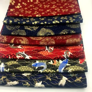 Japanese Style 100% Cotton Multi Pattern Options Foil Print Woven Fabric Weight 170gsm for Kimono Home Textile