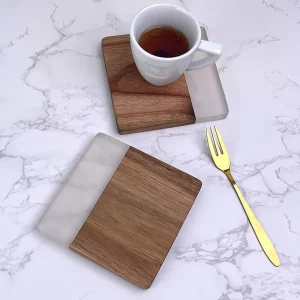 Japanese Style Acacia Wood Cup Insulation Pad Simple Cross Border Resin Tea Coaster Table Western Place Mat for Coffee Tea