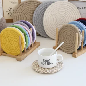 Japanese Style Coasters Nordic Style Hand Woven Cotton Thread Insulation Mats Thickened Heat Resistant Placemats Mats Pads