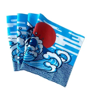 Japanese Style Cotton Hand Towel Tenugui Printed Absorbent Kitchen Cloth Tea Towel Table Decoration Multi-purpose Home Textile