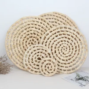 Japanese Style Modern Simple Hand-woven Buckle Corn Husk Eco-friendly Non-Slip Durable Heat Resistant Placemat Tea Mat Mat Mat