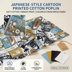 Japanese Style Plain Cotton Prints Poplin Woven Fabric Eco-Friendly Combed Yarn for Baby Girls’ Dresses Skirts Home Textiles Toy