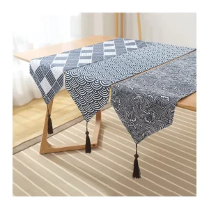 Japanese Style Printed Pattern Polyester Table Runners Digital Print Wedding Party Table Runner Woven Dining Table