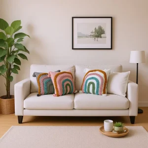 Japanese style Hand woven Cotton linen square Throw Pillows Factory direct Supply Stripe pattern Living Room Sofa Decorative