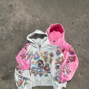 Jesus Custom Print Hoodies 450gsm Cotton Boxy Zip Up Streetwear Hoodie Breathable for Men