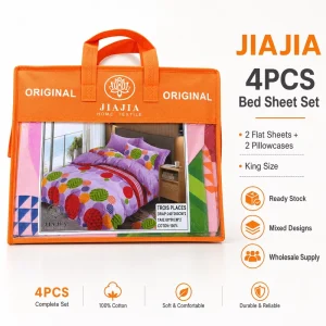 Jiajia Two Sheets and Two Pillowcases King Size 100% Cotton Sheet Set 3 Places Sheet Sets Drap Taie Set