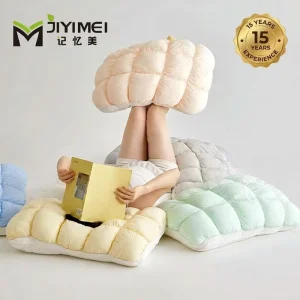 Jiyimei Modern Soft Home Textile Bedding Solid Color Polyester Core Bread Pillow Washable Bed Pillow Factory Supplier