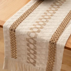 Jute Line Table Runner with Lace Edge for Rustic Wedding Holiday Party Family Gathering