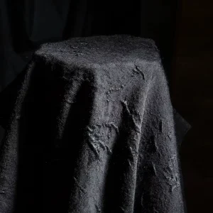 KEER Factory Custom TBY1887N L Abstract Texture Pattern Black Dress Skirt Heavy Brocade Wool Polyester Jacquard Fabric