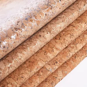 KEMERLIN Embossed Natural Cork Fabric Wood Grain PU Leather for Luggage Chair Craft Decor
