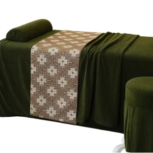 Khaki Vintage style Plaid Jacquard Bed Runner 3D Digital Printed Bed Scarf