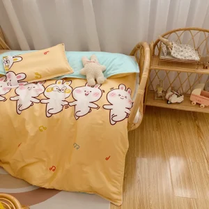 Kid 100% Cotton Cartoon Printed 6-Piece Bedding Set Breathable Durable Eco-Friendly 300TC Woven Fabric American Style