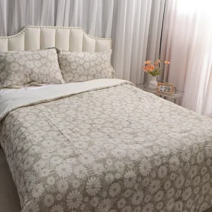 Kids Comforter Duvet Cover Sets Solid Gold with Bamboo Printed Summer King Size Polyester Filling