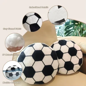 Kids Soccer Ball Pattern Plush Throw Pillow Filling 100% Polyester Fiber Cushion for Home Decor