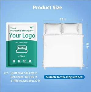 King Set SMS Non Woven Fabric Disposable Bed Sheets Disposable Sheets for Travel Quilt Cover and Pillowcase Set for Hotel