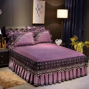 King Size Bed Sheet Bedspread Bed Skirt Soft Luxury Wedding Bedsheets Sets Bed Sheet Bedding Set