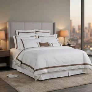King Size Embroidery Logo Fitted Bed Sheets with Pillowcase Comforter Sets